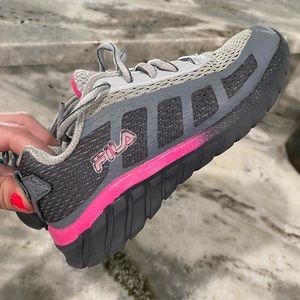 FILA, gray & pink glitter sneakers